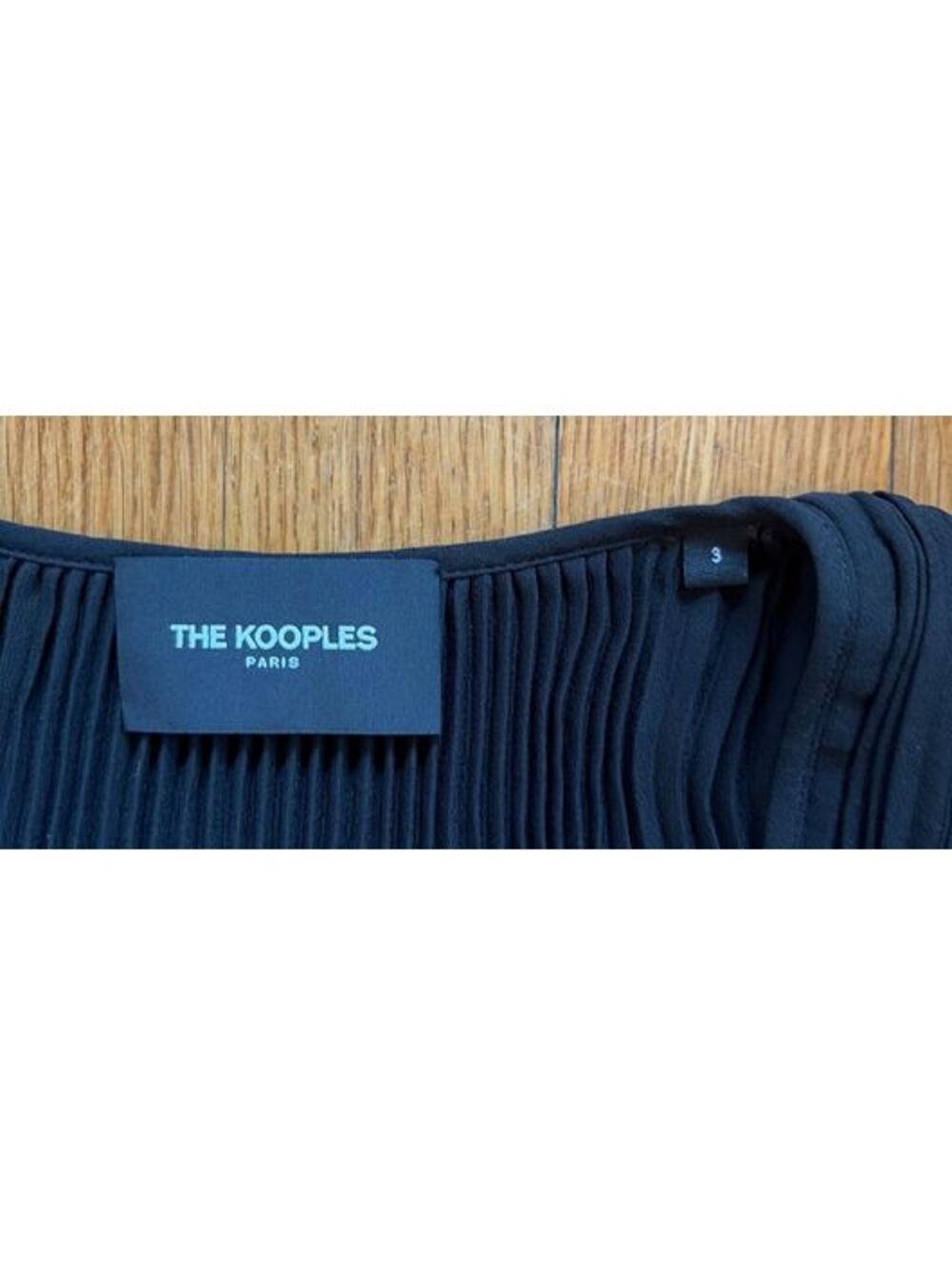 The Kooples Black Pleated Faux Wrap Blouse 3 L Peplum Romantic Parisian Chic - Picture 3 of 7